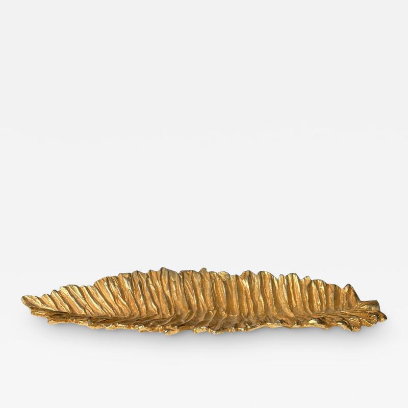 Stephane Galerneau Paris Oversized Gilded Bronze Leaf Dish 1990s