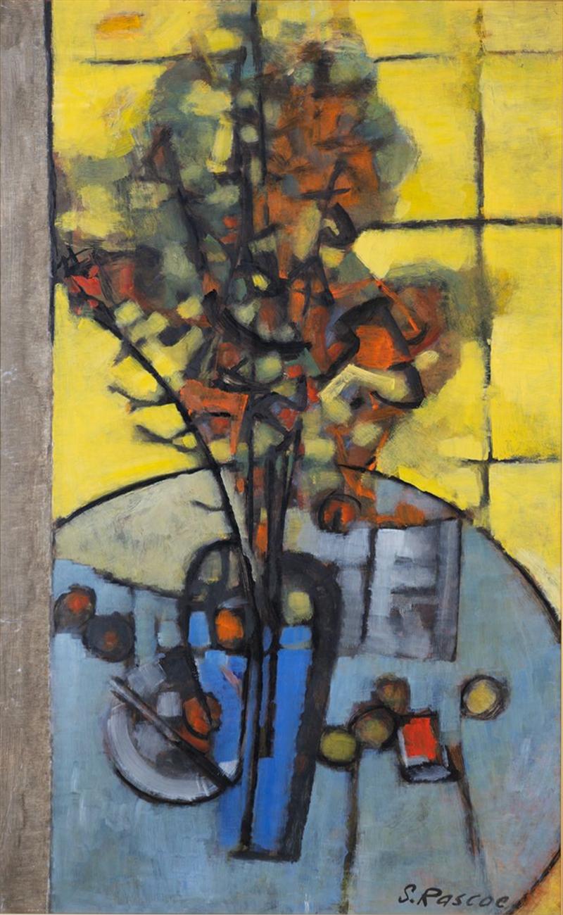 Stephen Thomas Rascoe Abstract Still Life Oil on Board by Stephen Thomas Rascoe