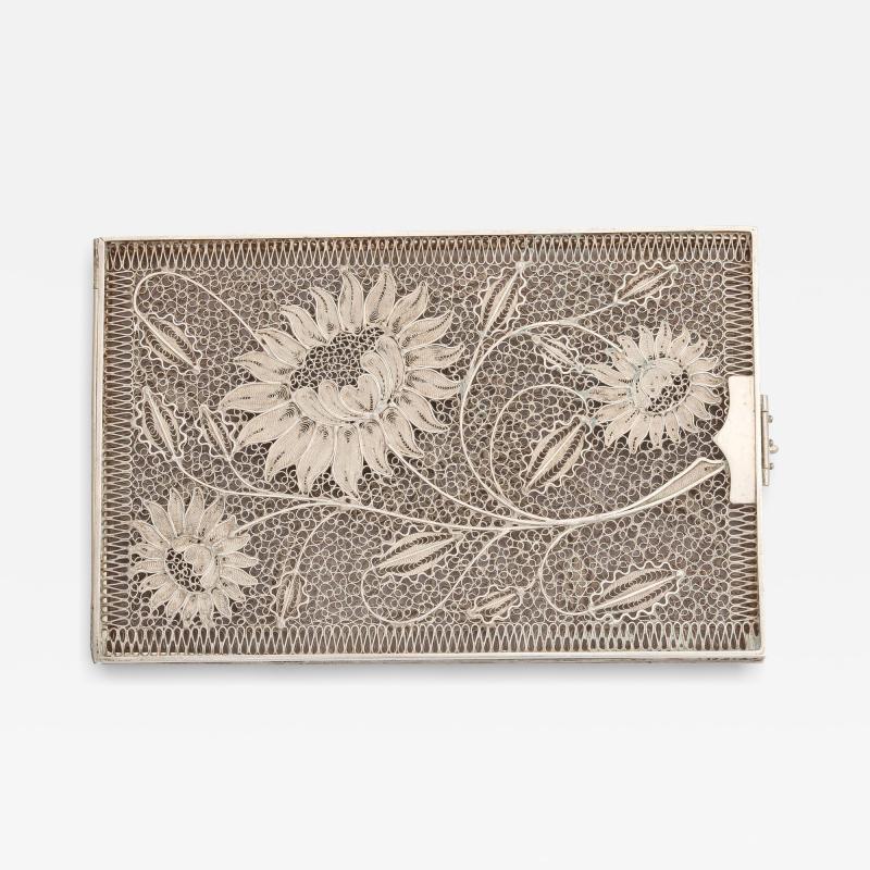 Sterling Silver Floral Filigree Card Case