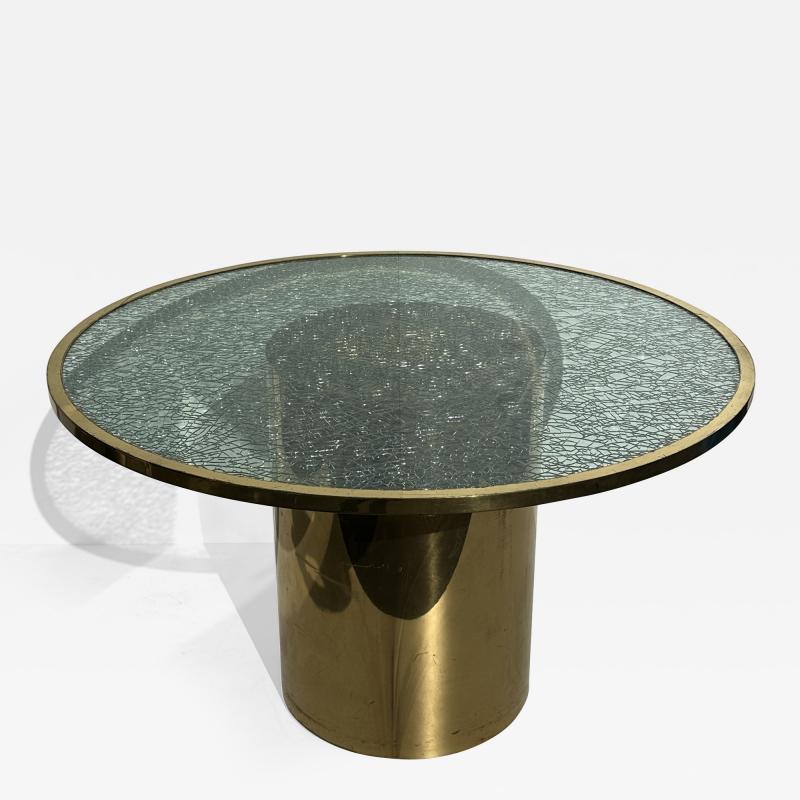 Steve Chase Crackled Glass and Brass Occasonal Dining Table