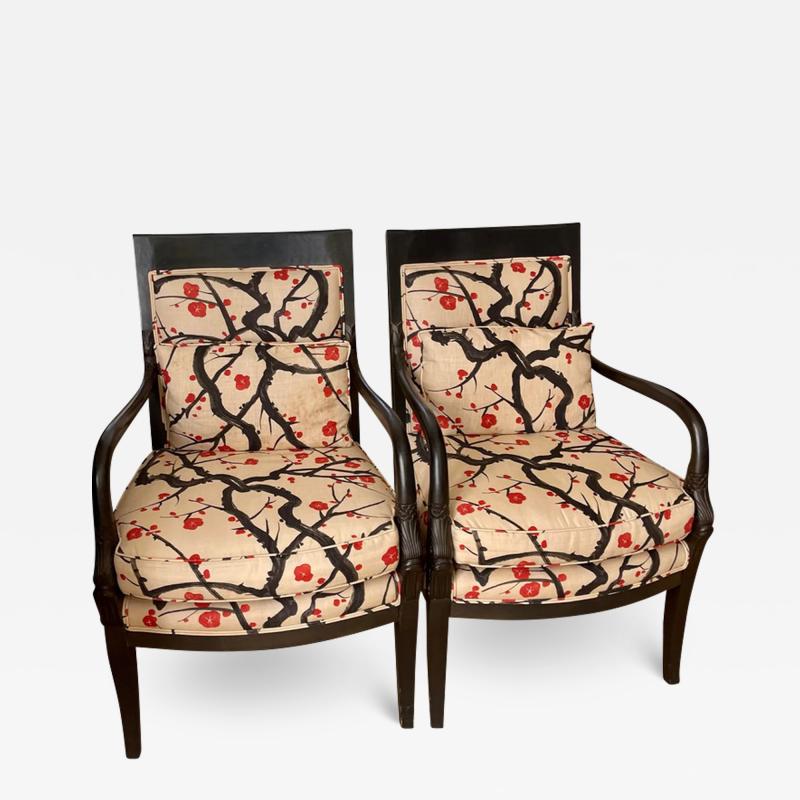 Steve Chase Directoire Style Steve Chase Arm Chairs W Clarence House Fabric