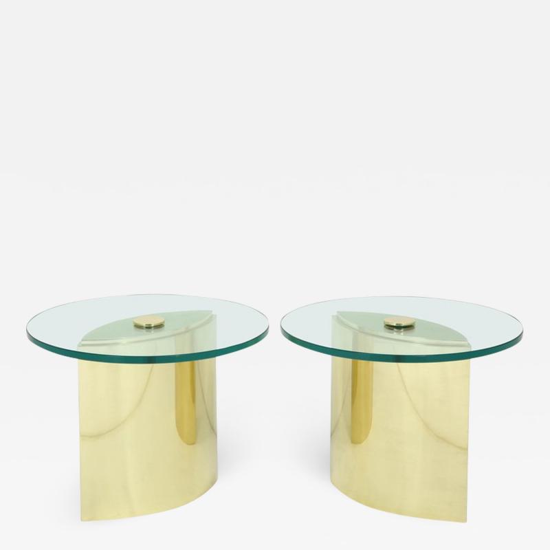 Steve Chase Pair of Brass Eye tables by Steve Chase