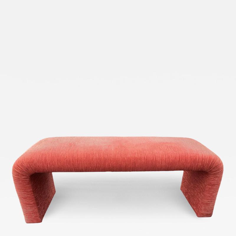 Steve Chase Steve Chase Modern Designer Coral Velvet Upholstered Waterfall Bench