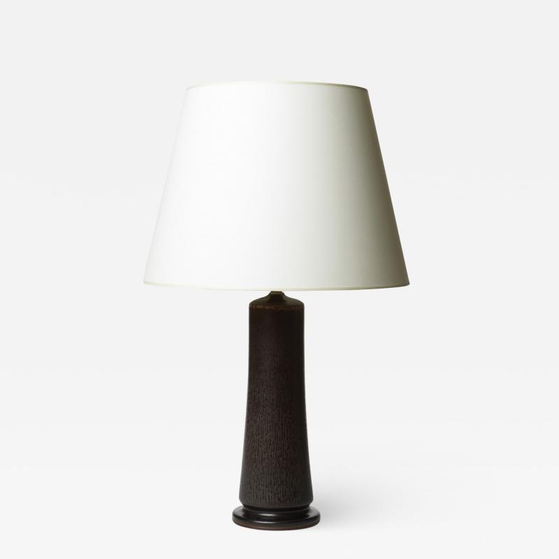 Stig Lindberg Table lamp with brown harefur glaze by Stig Lindberg