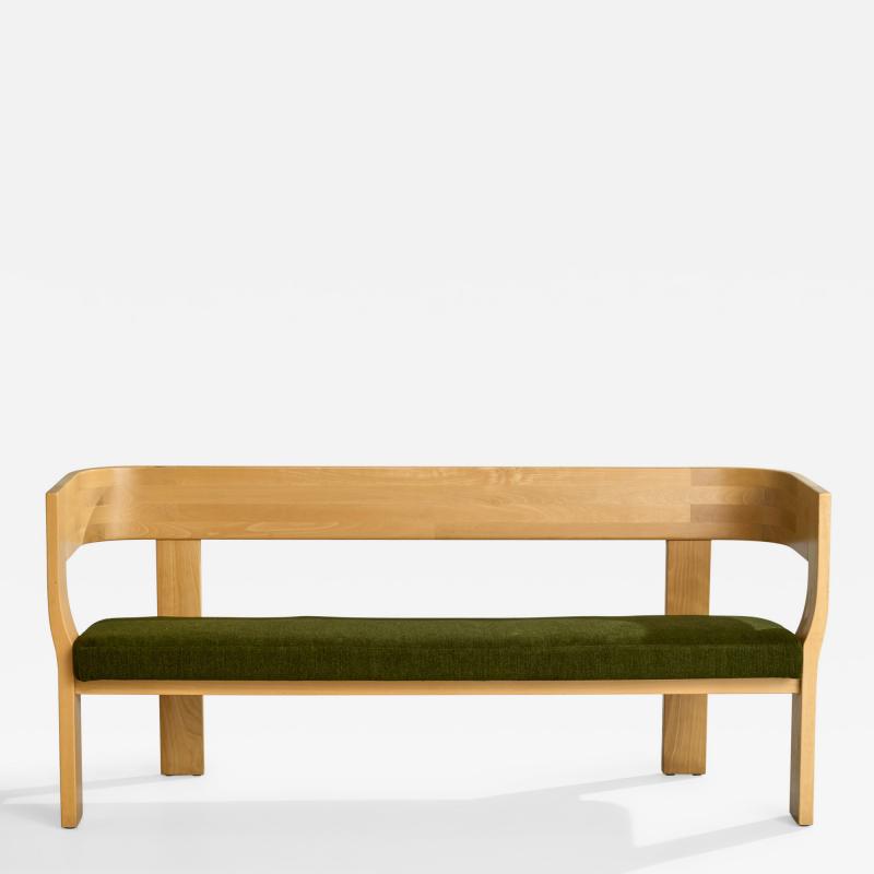 Stig Lonngren Bench with Birch and Velvet Sweden 1960s