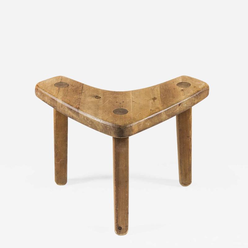 Stig Sandqvist Swedish Studio Crafted Pine Stool or Corner Table by Stig Sandqvist 1940s