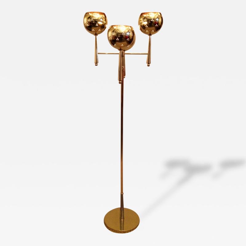 Stilnovo Style Solid Brass Pierced Shade 1950s Standing Lamp