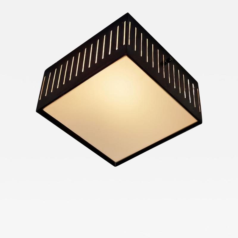 Stilux Milano 1950s Stilux Perforated Metal Glass Ceiling Lamp In The Manner of Bruno Gatta