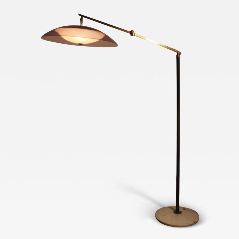 Stilux Milano Italian Modernist Brass and Acrylic Adjustable Floor Lamp by Stilux
