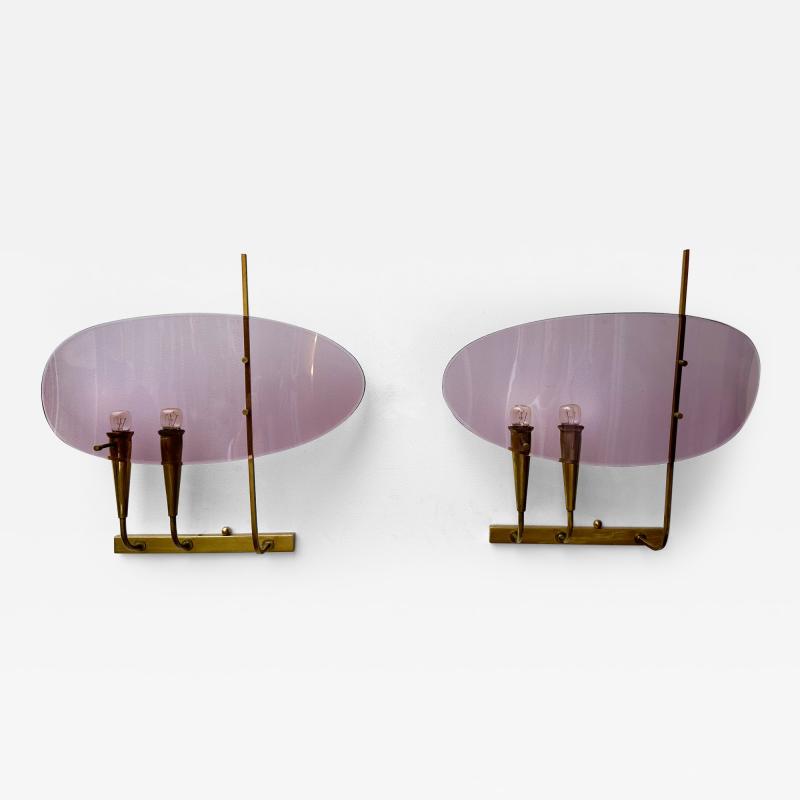 Stilux Milano Mid Century Modern Sconces Lucite and Brass by Stilux Milano Italy 1960s