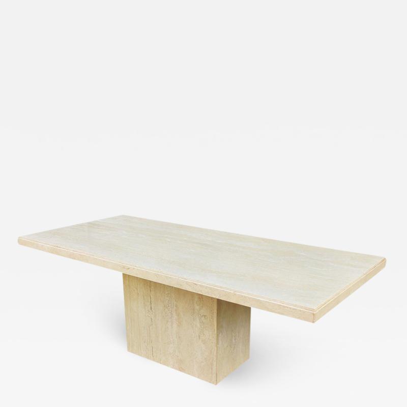 Stone International 1970s Italian Travertine Dining Conference Table Desk Rectangle Post Modern