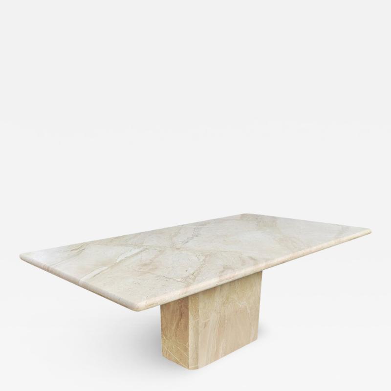 Stone International Italian Post Modern Polished Beige or Cream Large Marble Pedestal Dining Table