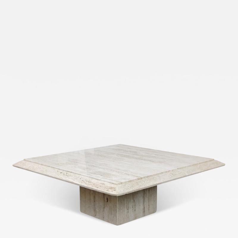 Stone International Stone International Italian Travertine Marble Coffee Table Mid Century Modern