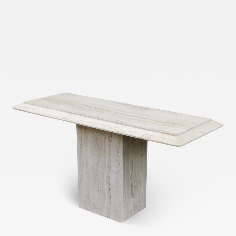 Stone International Stone International Italian Travertine Marble Console Table Mid Century Modern