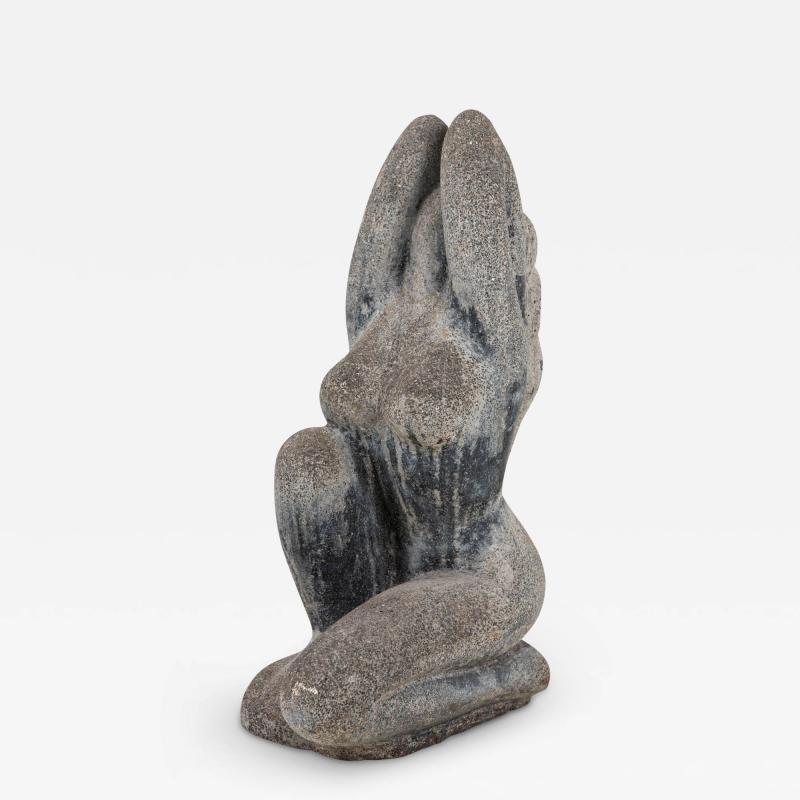 Stone Sculpture of a Woman with Long Flowing Hair English 20th Century