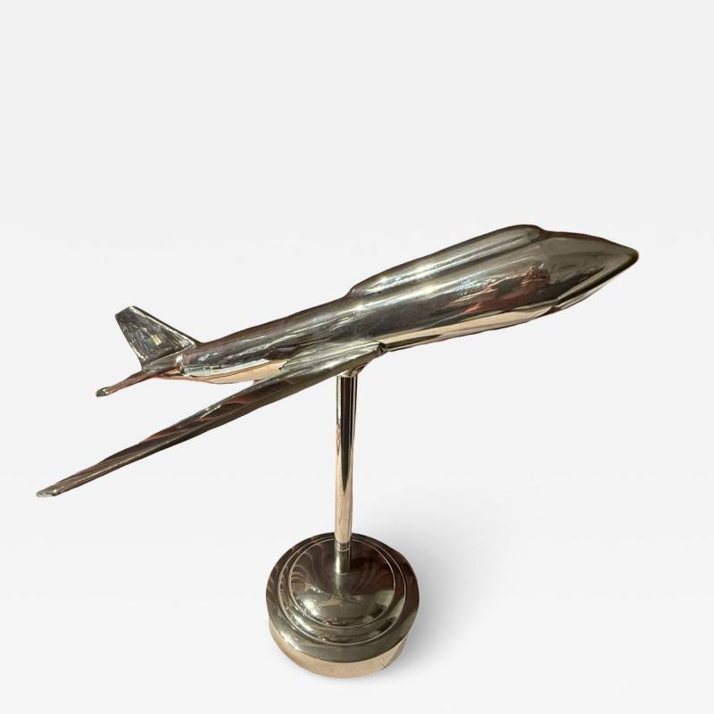 Streamlined Chrome Airplane Sculpture in the Art Deco Style