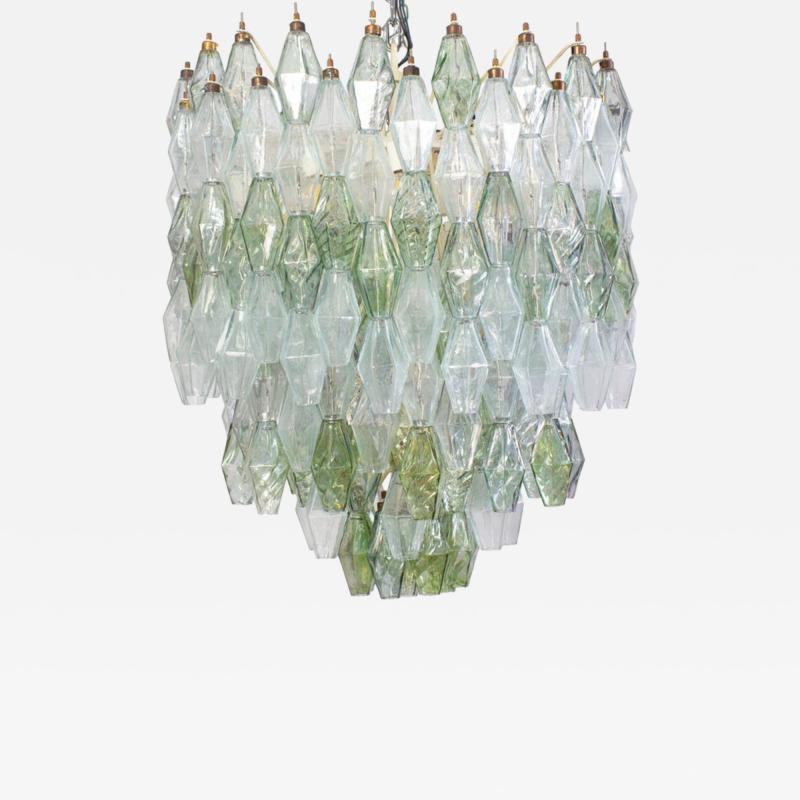 Striking Mid Century Green and Clear Poliedri Chandelier 1960