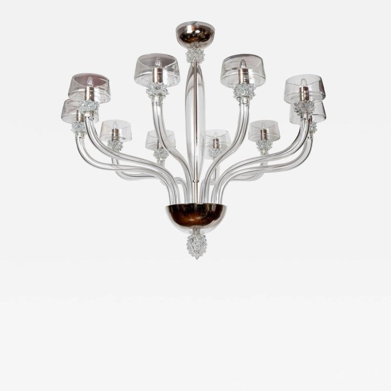 Striking Modern Venetian 10 Arm Crystal Chandelier Contemporary