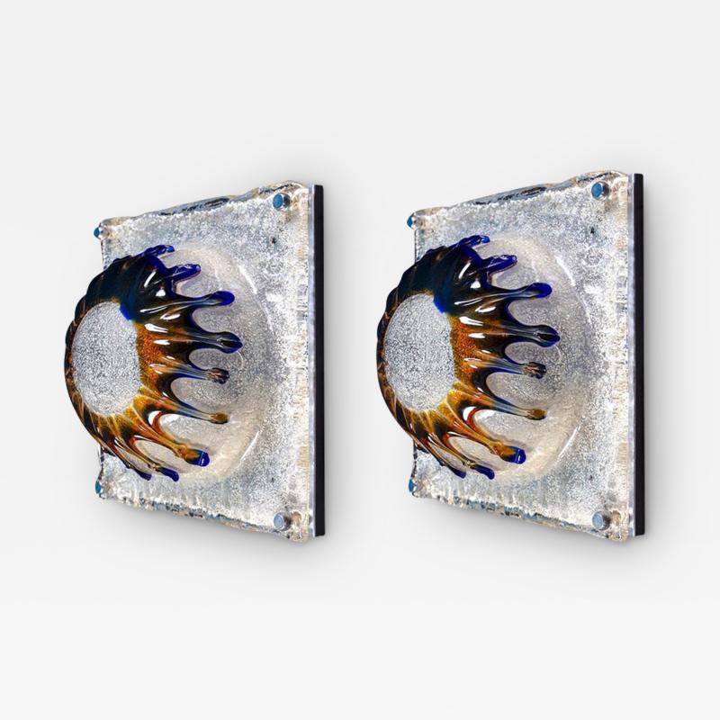 Striking Original Pair of Patchwork Sconces by Toni Zuccheri for Venini 1970s