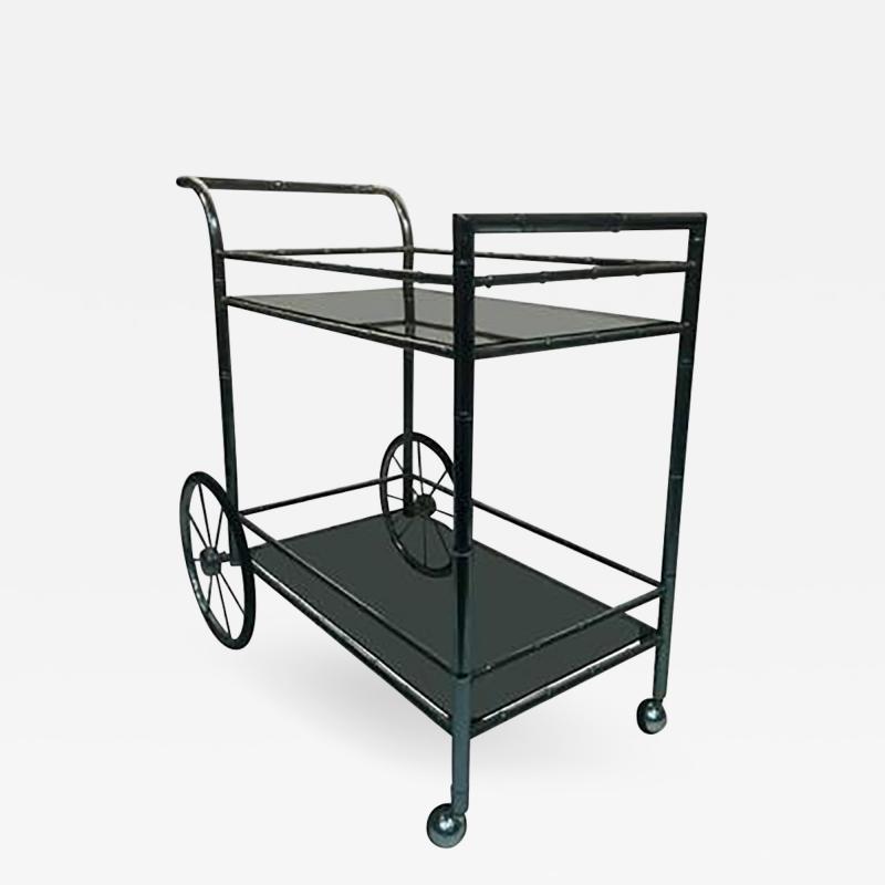 Striking Two Tier Faux Bamboo Chrome Tea Cart