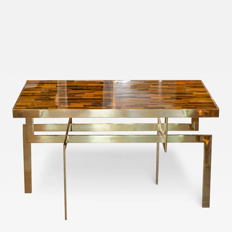 Studio Maison Nurita Tigers Eye Table in Polished Brass