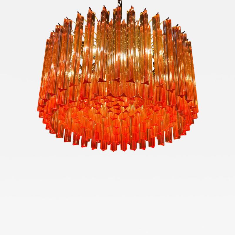 Stunning Coral Triedi Crystal Prism Chandelier