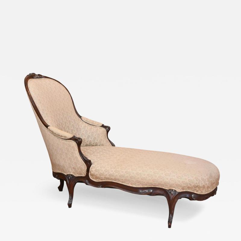 Stunning French Louis XV Style Carved Walnut Chaise