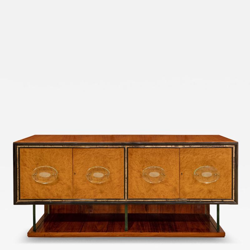 Stunning Italian Credenza with Fontana Arte Glass Elements 1950s