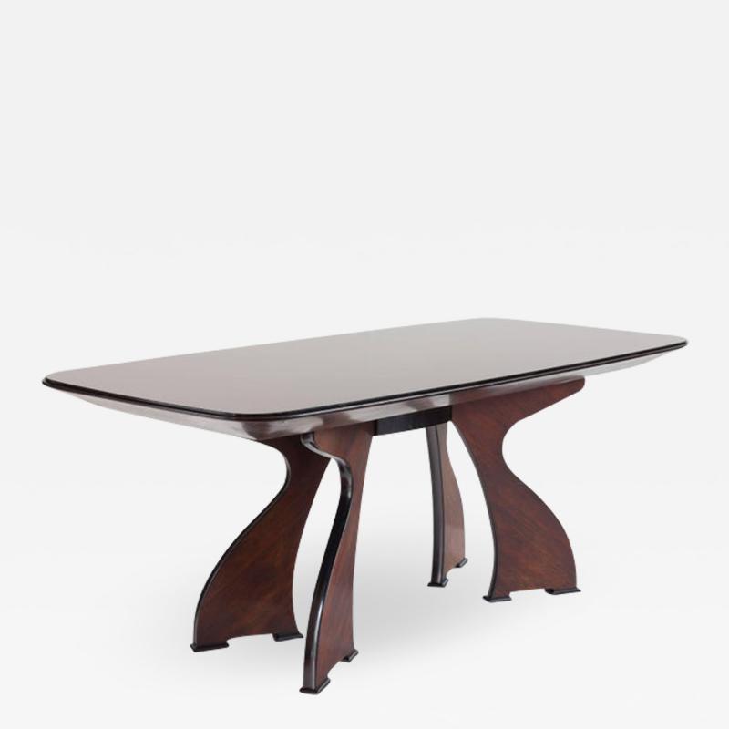 Stunning Italian Modern Rosewood and Black Opaline Glass Dining Table 1940