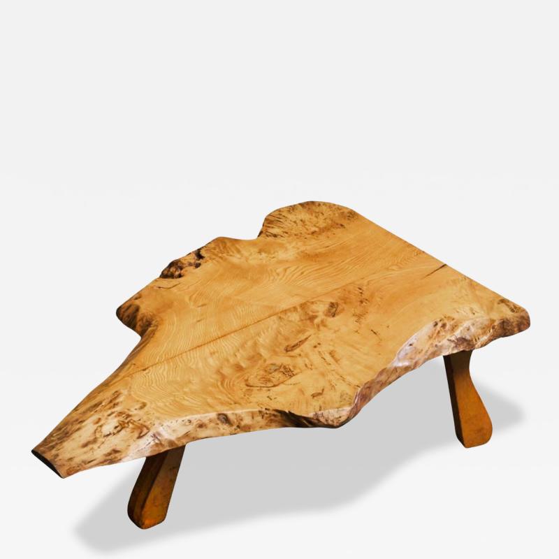 Stunning Live Edge Coffee Table in Solid Baltic Pine Europe 1960s