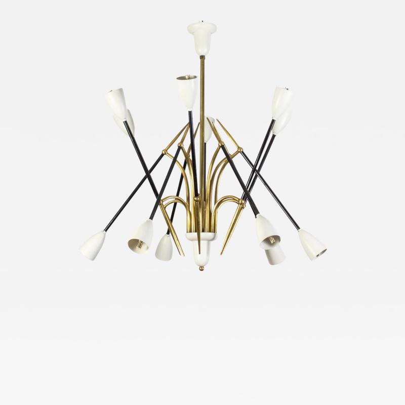 Stunning Midcentury Stilnovo Attr Chandelier 1950