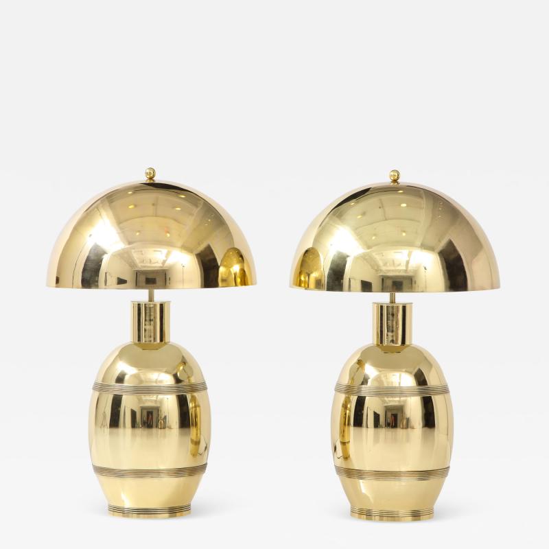 Stunning Pair of Large 1970s Polished Brass Lamps 