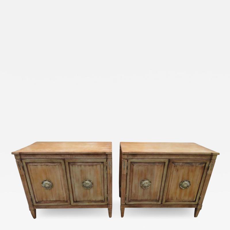 Stunning Pair of Neoclassical Distressed Bachelors Chests Hollywood Regency