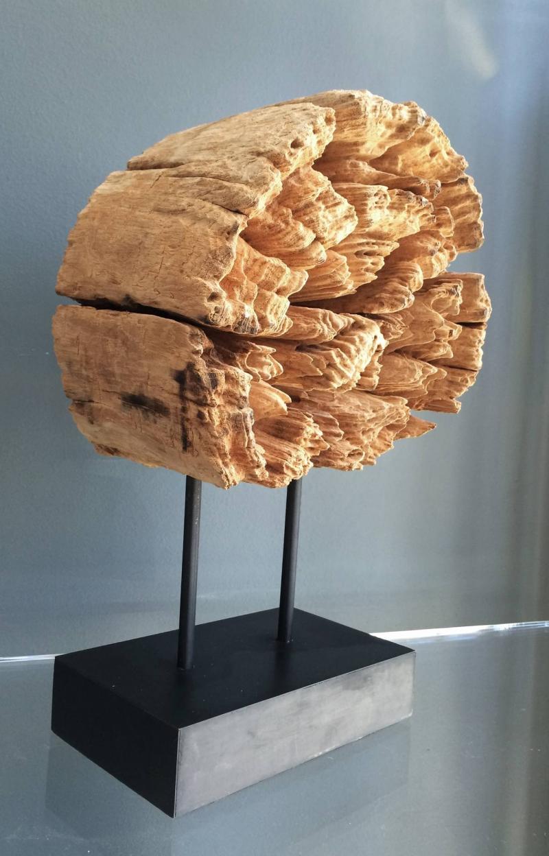 Stunning Wood Sculpture on a Metal Stand