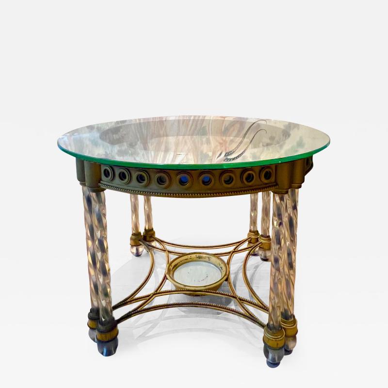 Stunning neo classical glass and metal center or coffee table