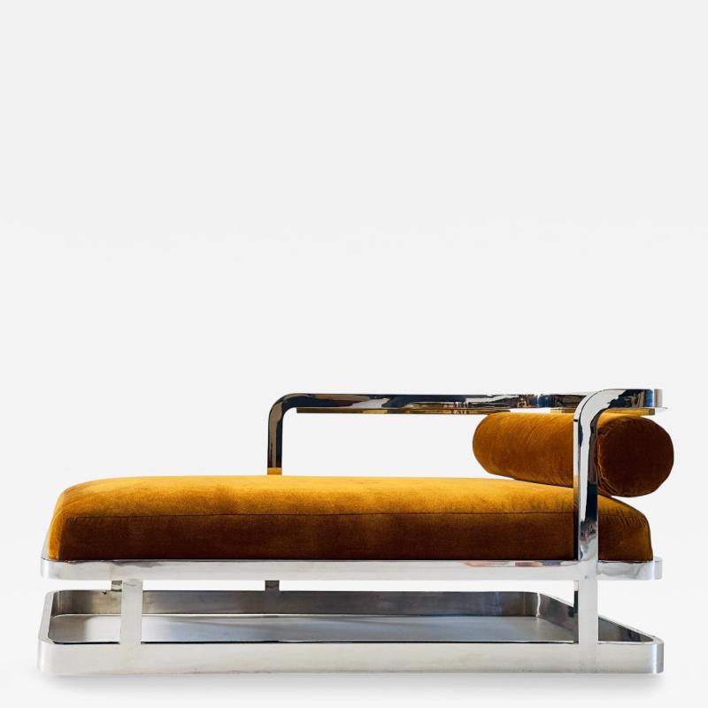 Style Charles Hollis Jones Chrome Brass Lucite Chaise Lounge 1970