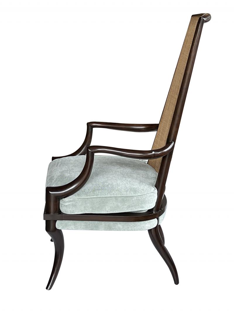 Stylish American 1960s Grand Ledge Chair Co. Caned Highback Arm Chair