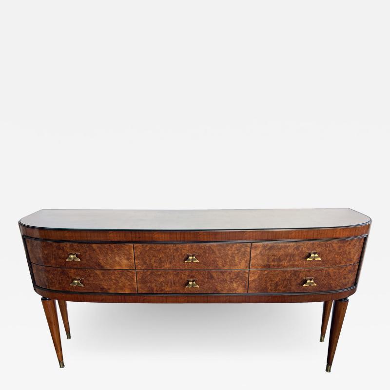 Stylish Italian 1950s burl and mahogany 6 drawer sideboard buffet