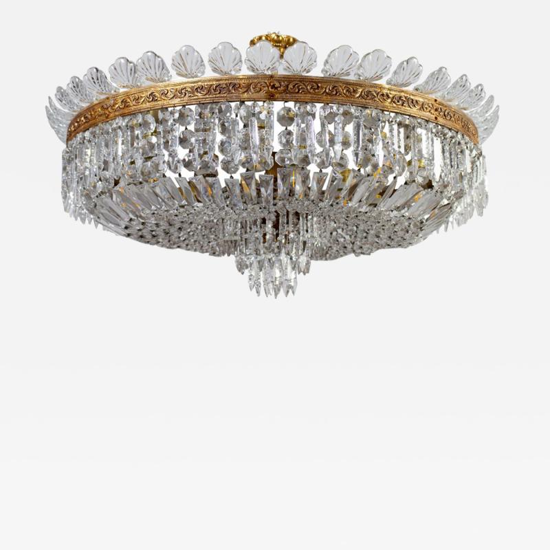 Sumptuous Crystal and Brass Chandelier Italy 1940