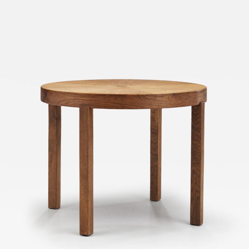 Sunburst Solid Oak Coffee Table Europe ca 1950s