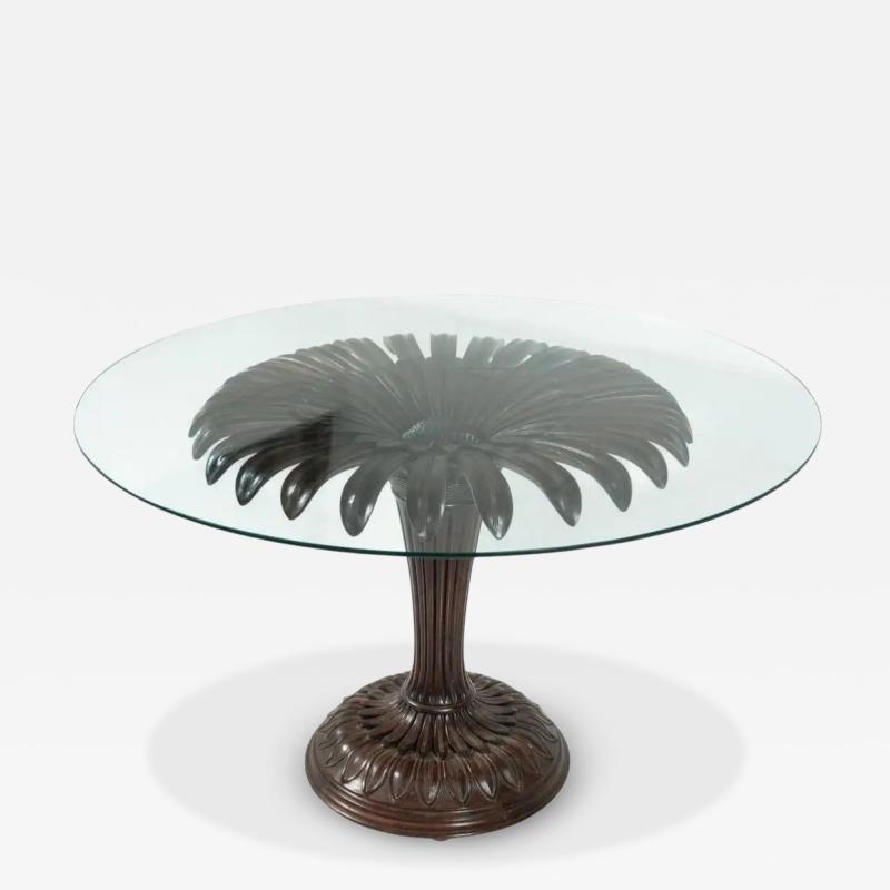 Sunflower Dining Table Wood and Glass Italy 1960s