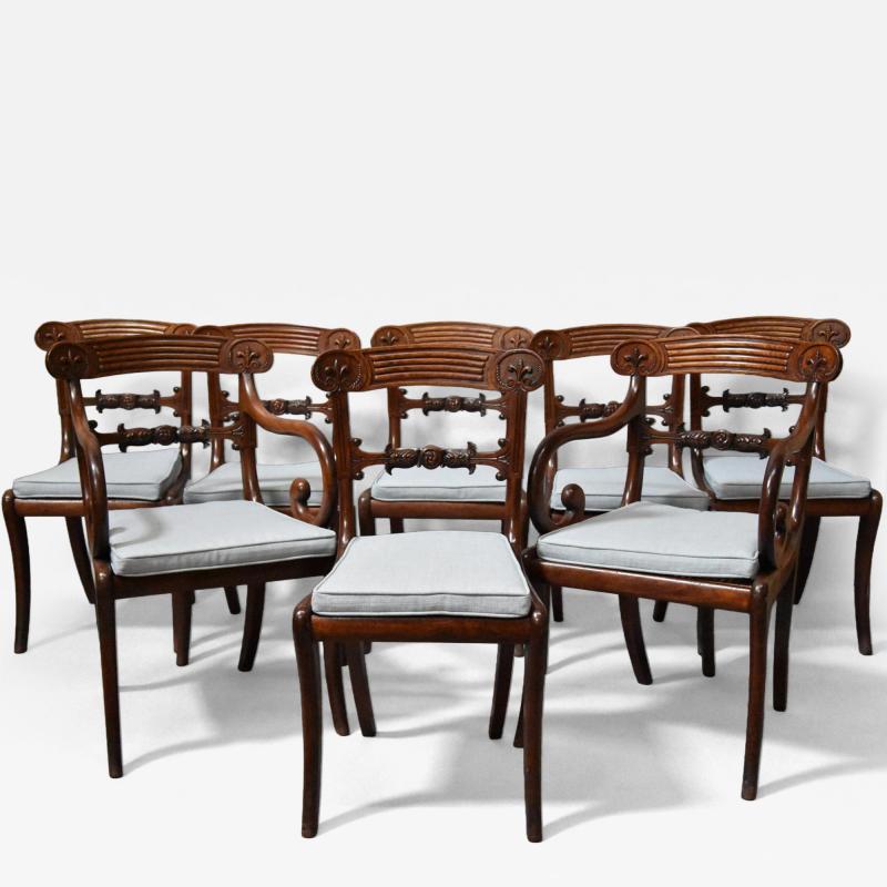 Superb quality set of eight Regency mahogany dining chairs