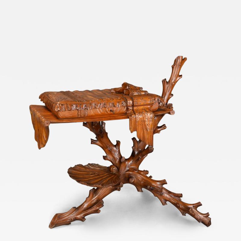 Superb rare late 19thc Italian finely carved pine Grotto work table