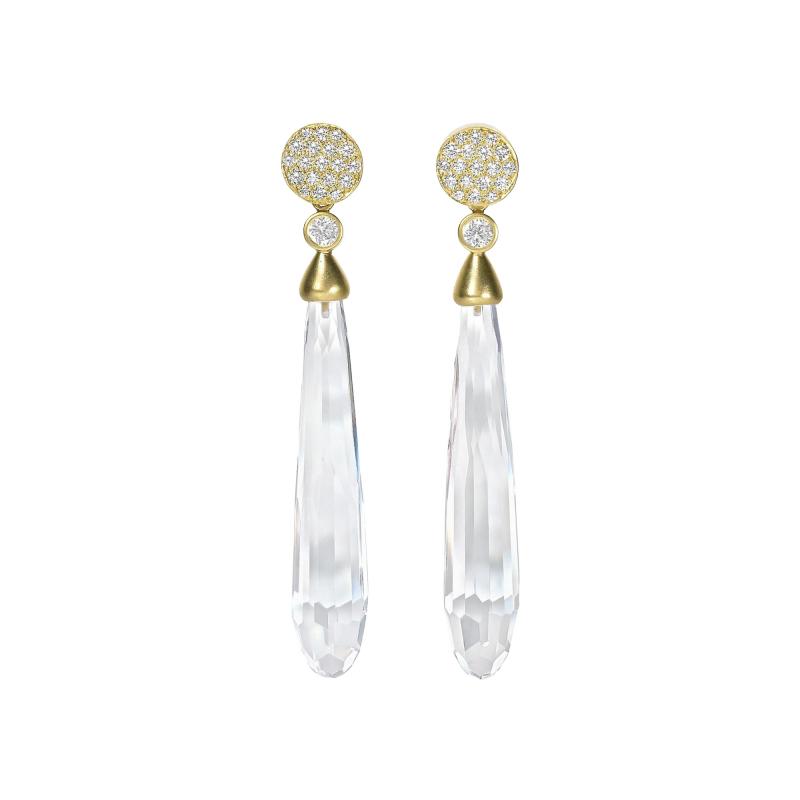 Susan Sadler Brilliant White Diamond Stud Detachable Rock Crystal Earrings Susan Sadler