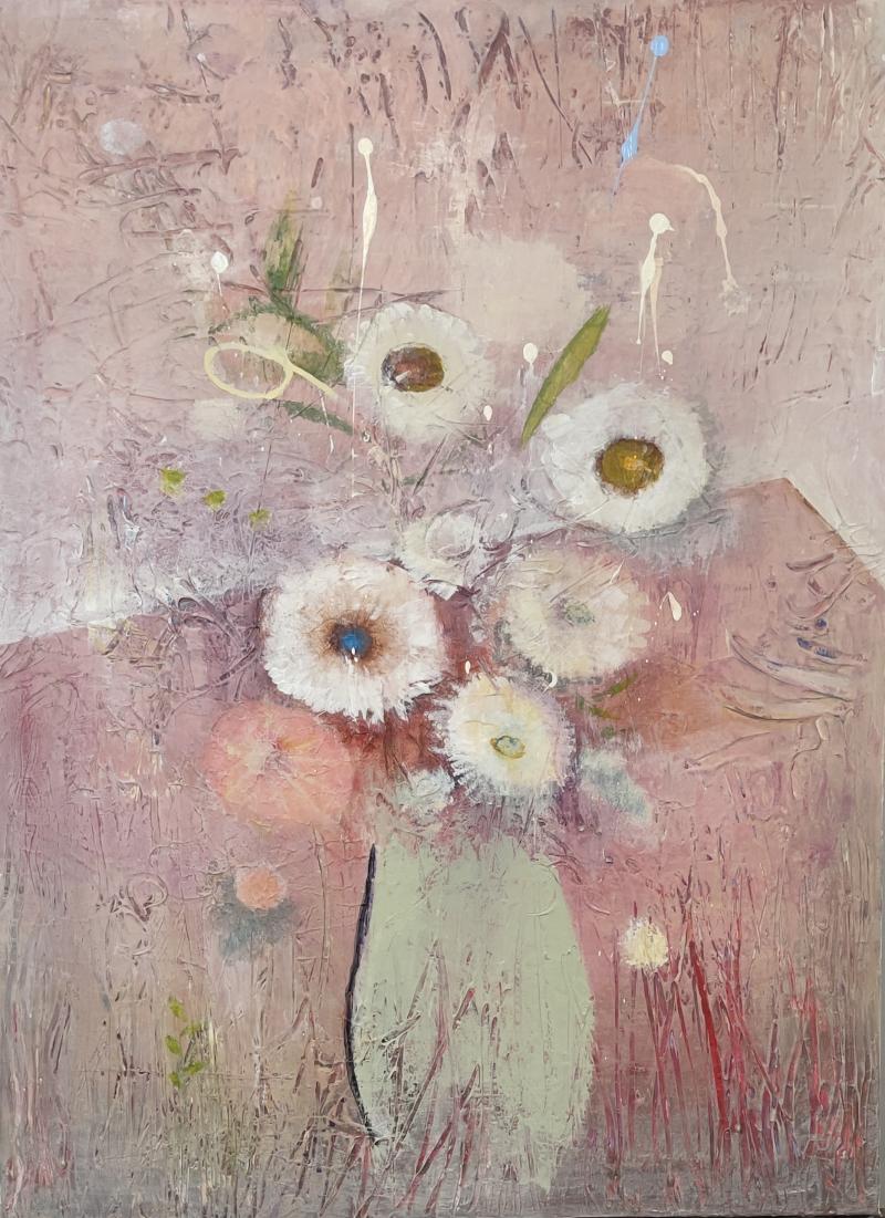 Susan Woldman Pink Flowers On Table