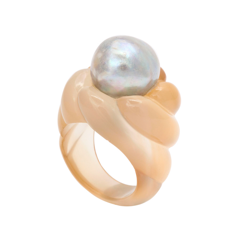 Suzanne Belperron Rare Suzanne Belperron Agate and Pearl Ring