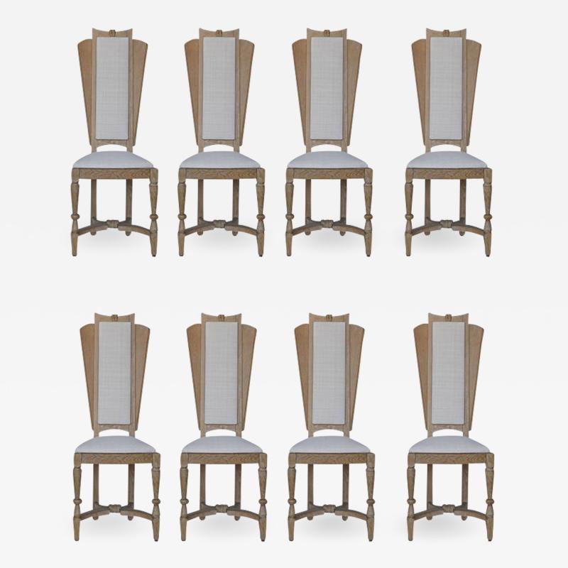 Suzanne Guiguichon Coursed Tall Back DIning Chairs Set of 8