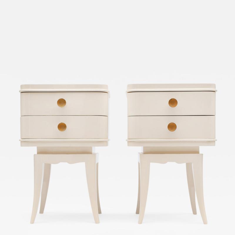 Suzanne Guiguichon Pair of Cream Lacquered Nightstands