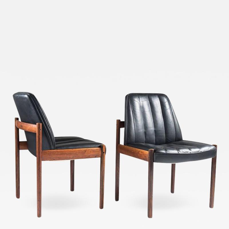 Sven Ivar Dysthe Pair of Easy Chairs in Rosewood and Leather by Sven Ivar Dysthe