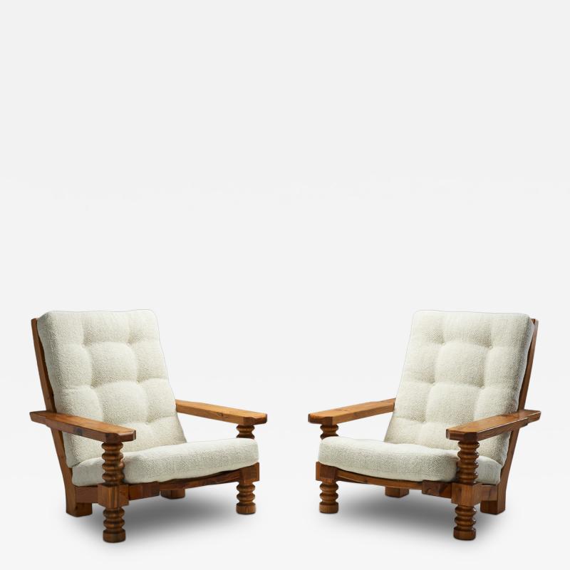 Sven Larsson Pair of T lja Armchairs with Sculpted Legs by Sven Larsson Sweden 1960s